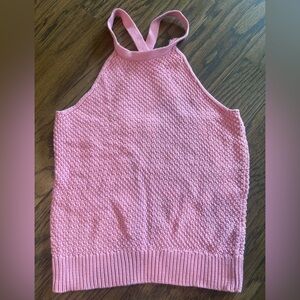 525 America‎ 100% Cotton Criss-cross Back High Neck Crochet Halter Tank Top